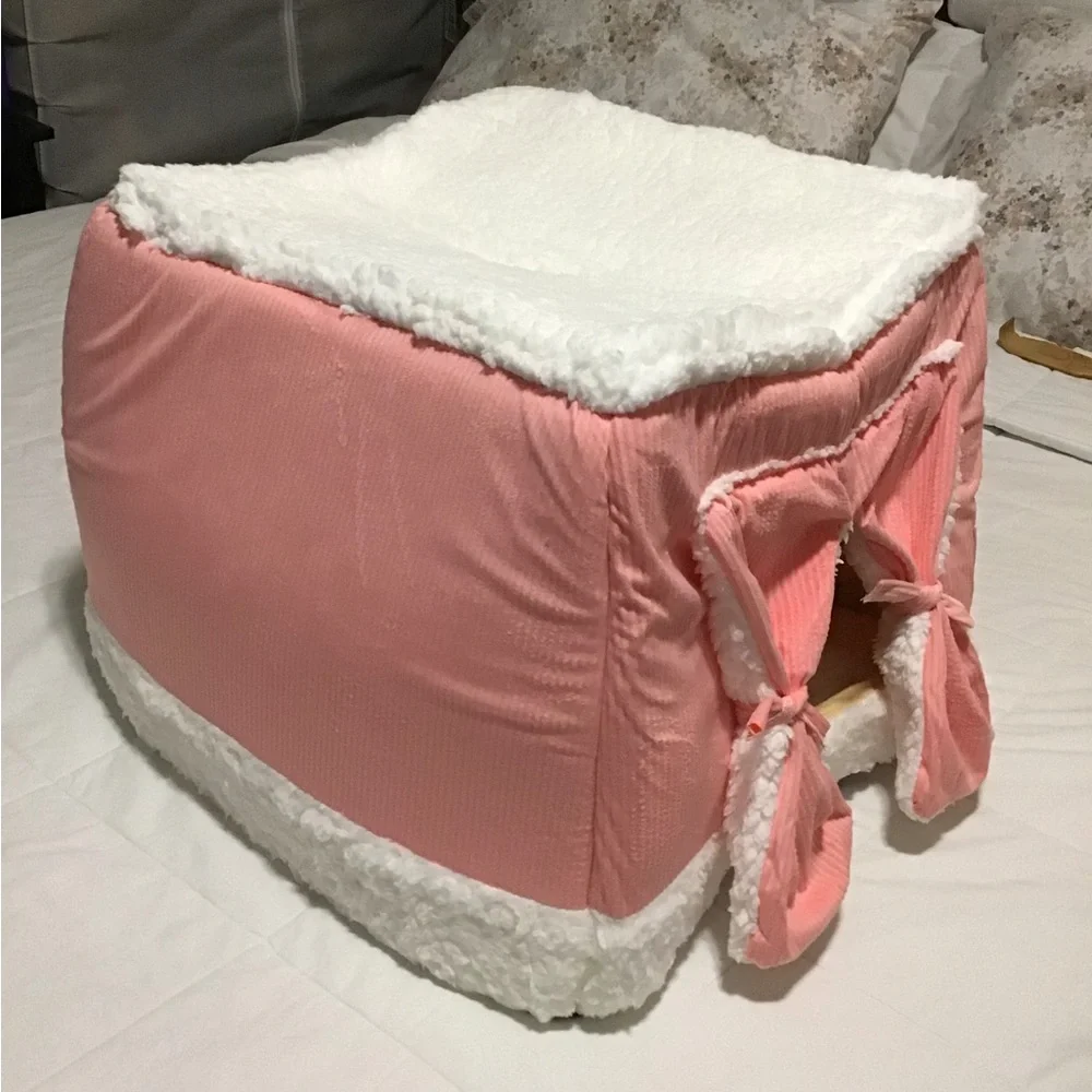 Cat Bed with Curtains, Cat Hideout, Cat Cave, Foldable Cat Bed, Size L